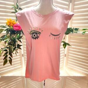 OOPS NWOT PINK EVIL EYE PINK TOP SIZE MED